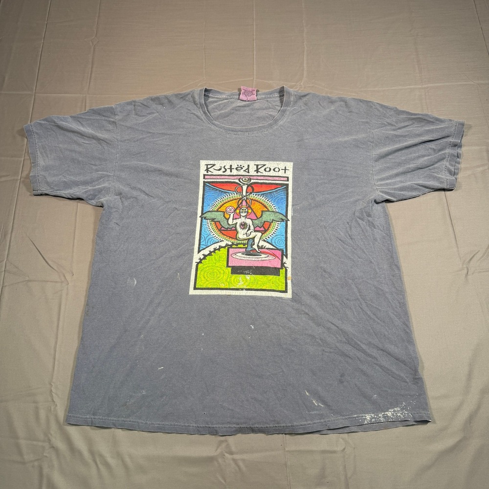 Vintage Rusted Root Fall 2000 Tour Shirt Mens XL Blue Anvil Band Tee Psychedelic